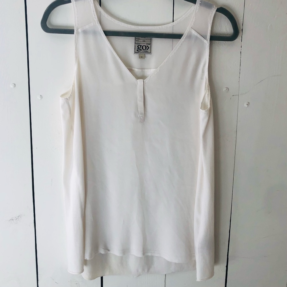 Go Silk Ivory Ivory Sleeveless Top/Tank